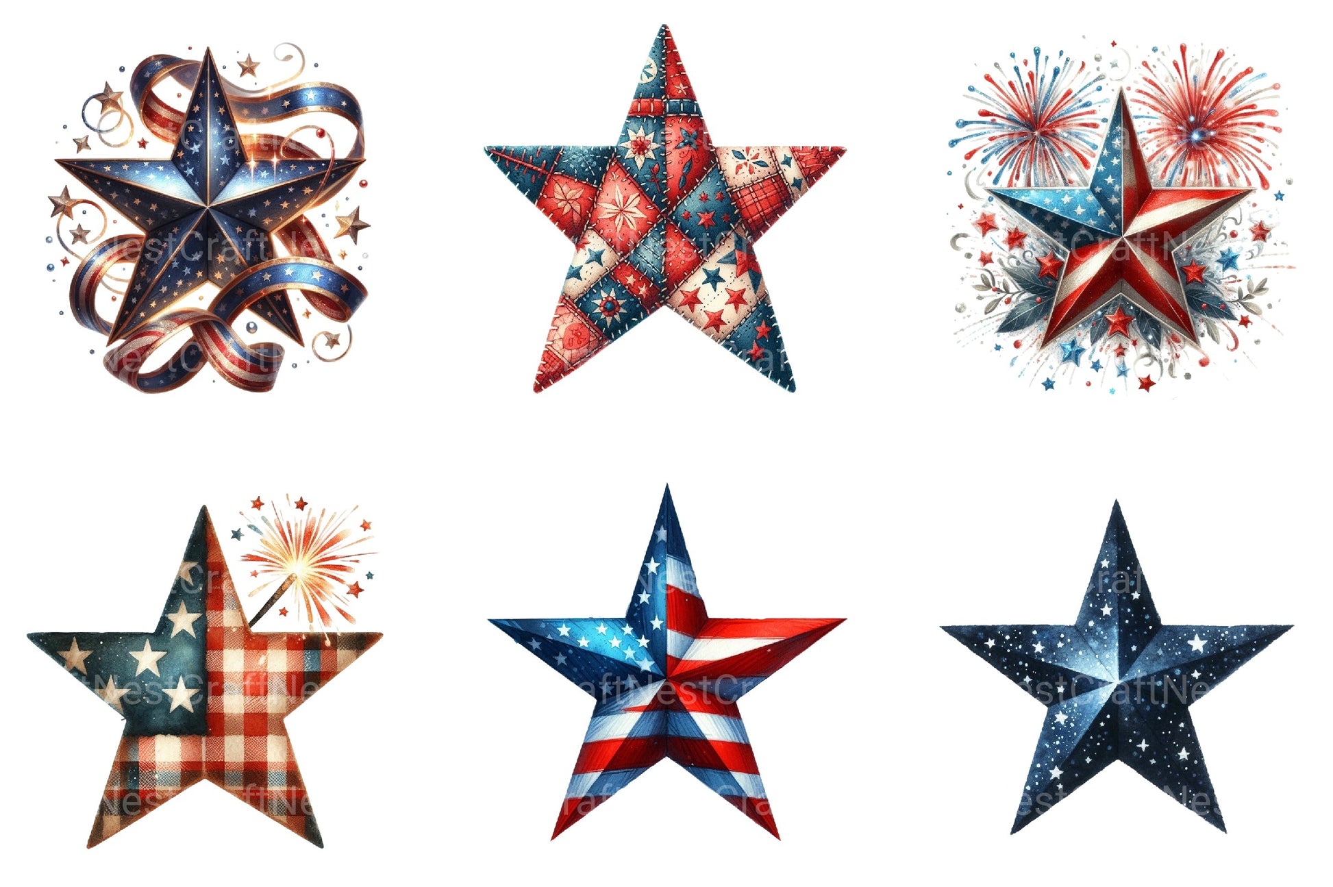 4th of July Star Clipart Bundle 76 - CraftNest - Digital Crafting and Art