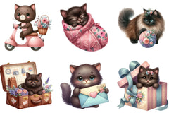 Cute Dark Brown Cat Clipart Bundle - CraftNest - Digital Crafting and Art