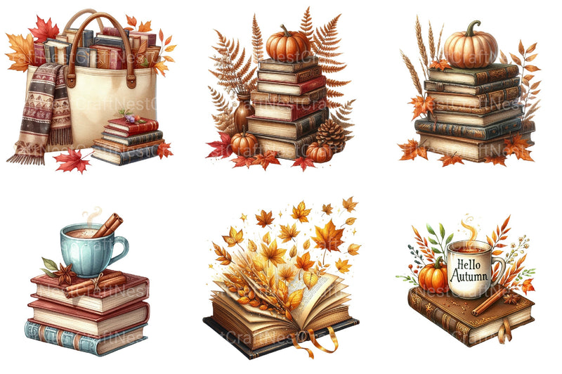 Autumn Books Clipart Bundle 5 - CraftNest - Digital Crafting and Art