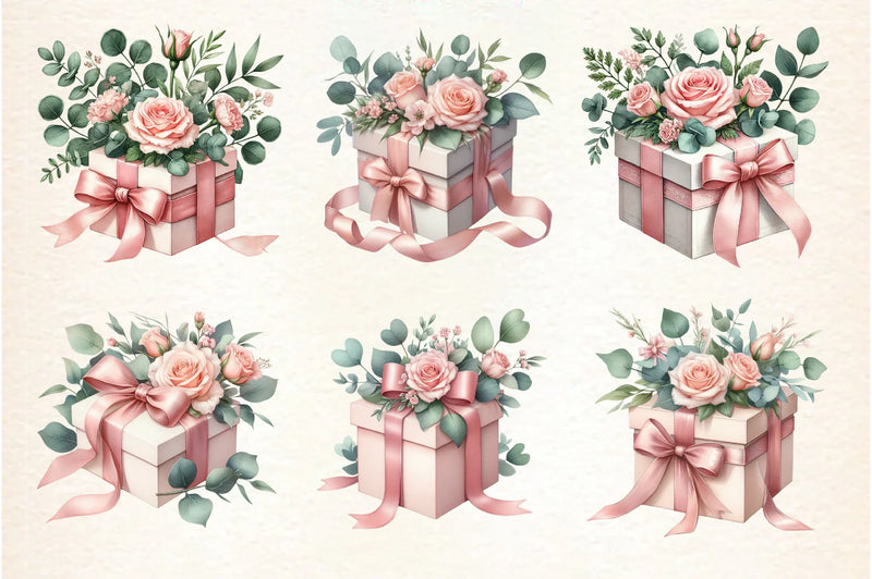 Floral Gift Box Clipart Bundle - CraftNest - Digital Crafting and Art