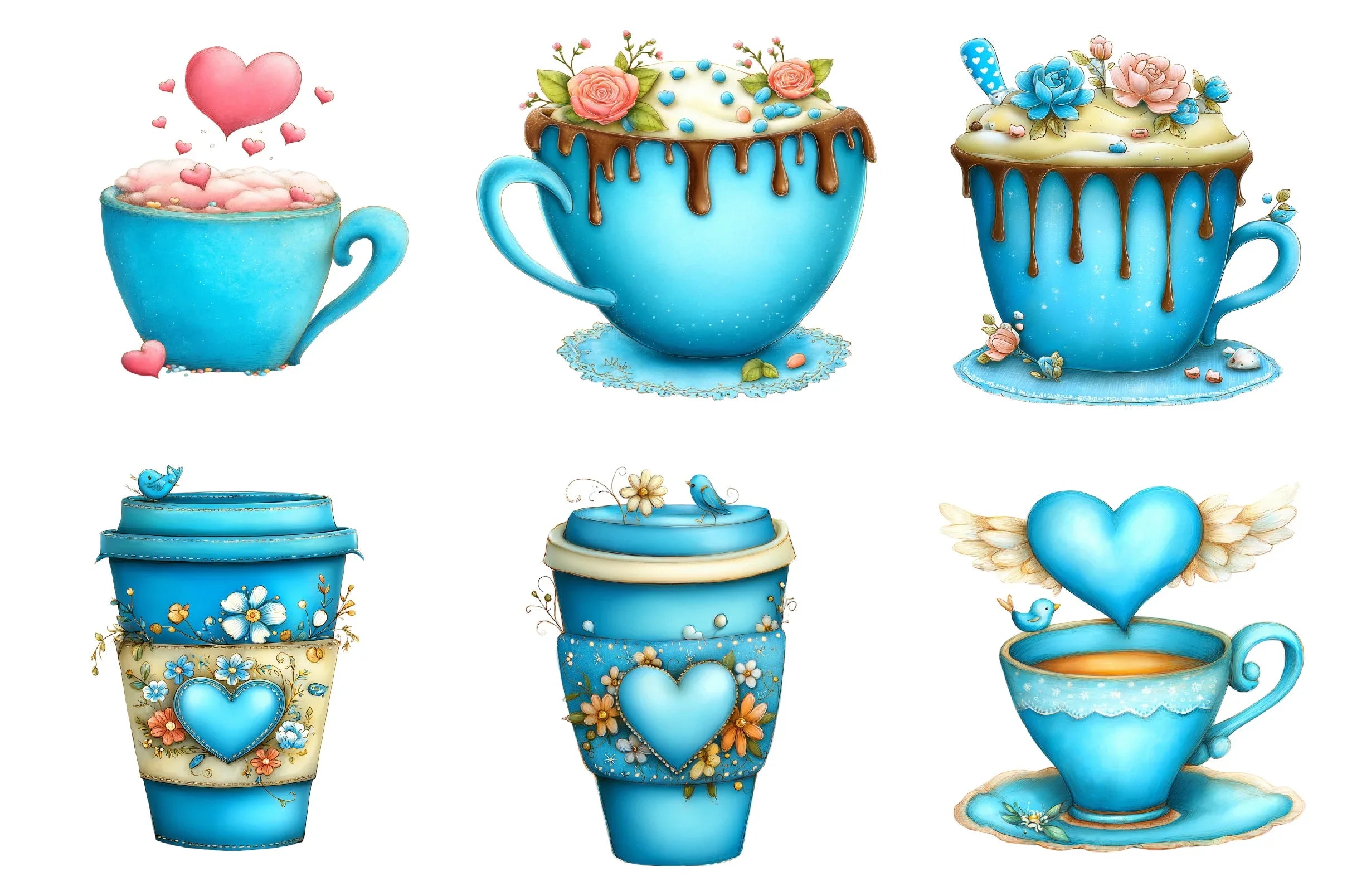 Valentine Coffee Cup Clipart Bundle - CraftNest - Digital Crafting and Art