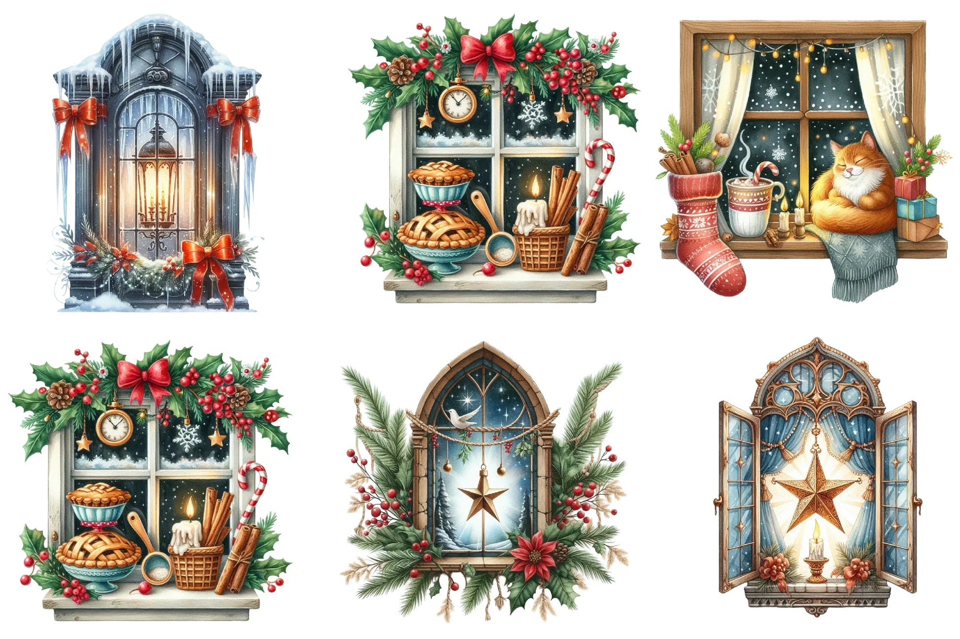 Christmas Cozy Window Clipart Bundle - CraftNest - Digital Crafting and Art