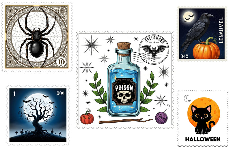 Halloween Postage Stamp Clipart Bundle - CraftNest - Digital Crafting and Art