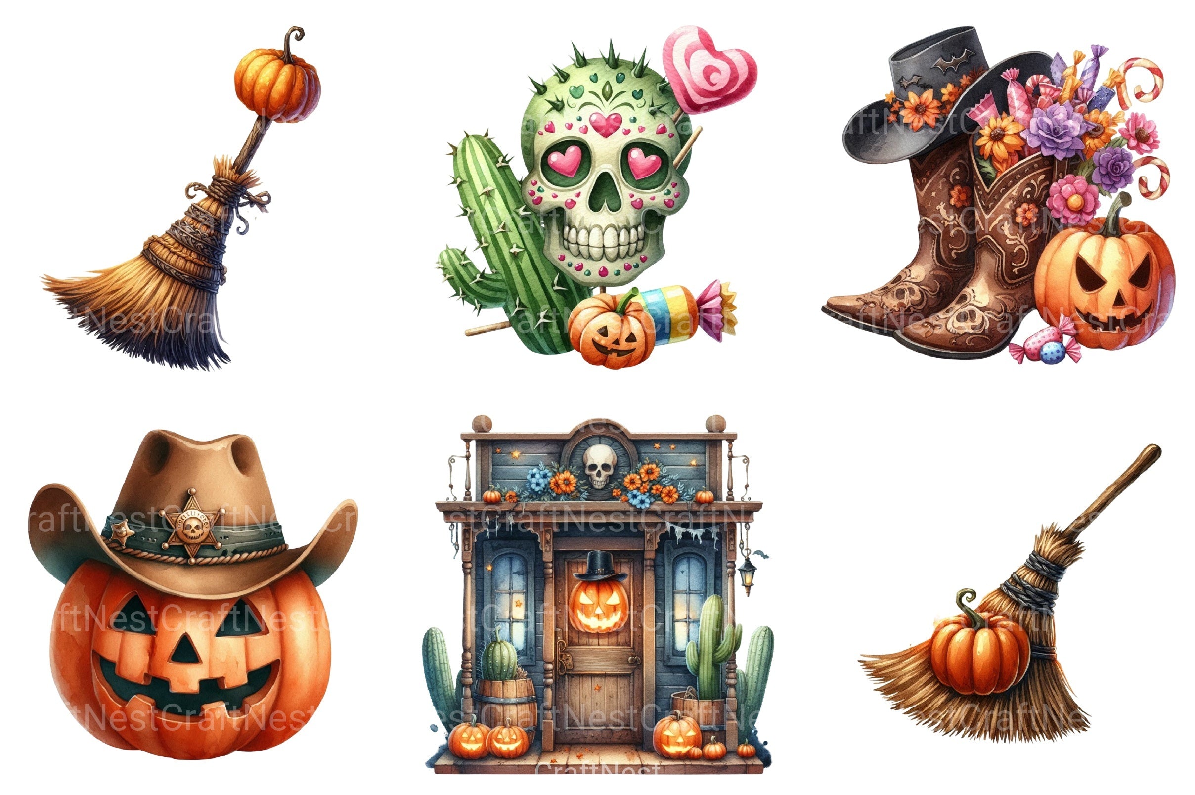 Western Halloween Clipart Bundle - CraftNest - Digital Crafting and Art