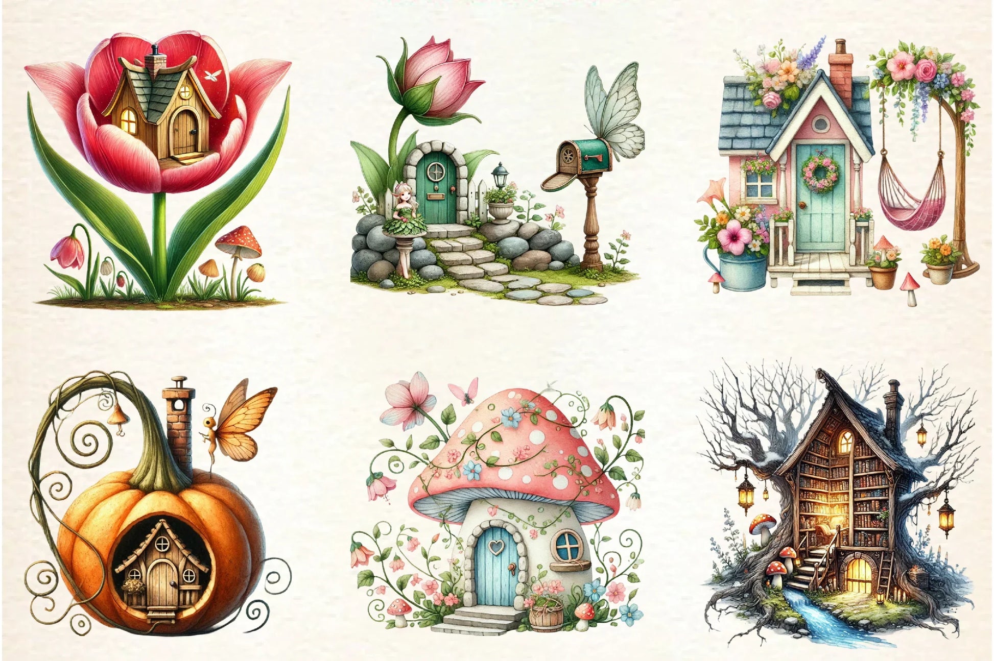 Spring Fairy House Clipart Bundle - CraftNest - Digital Crafting and Art