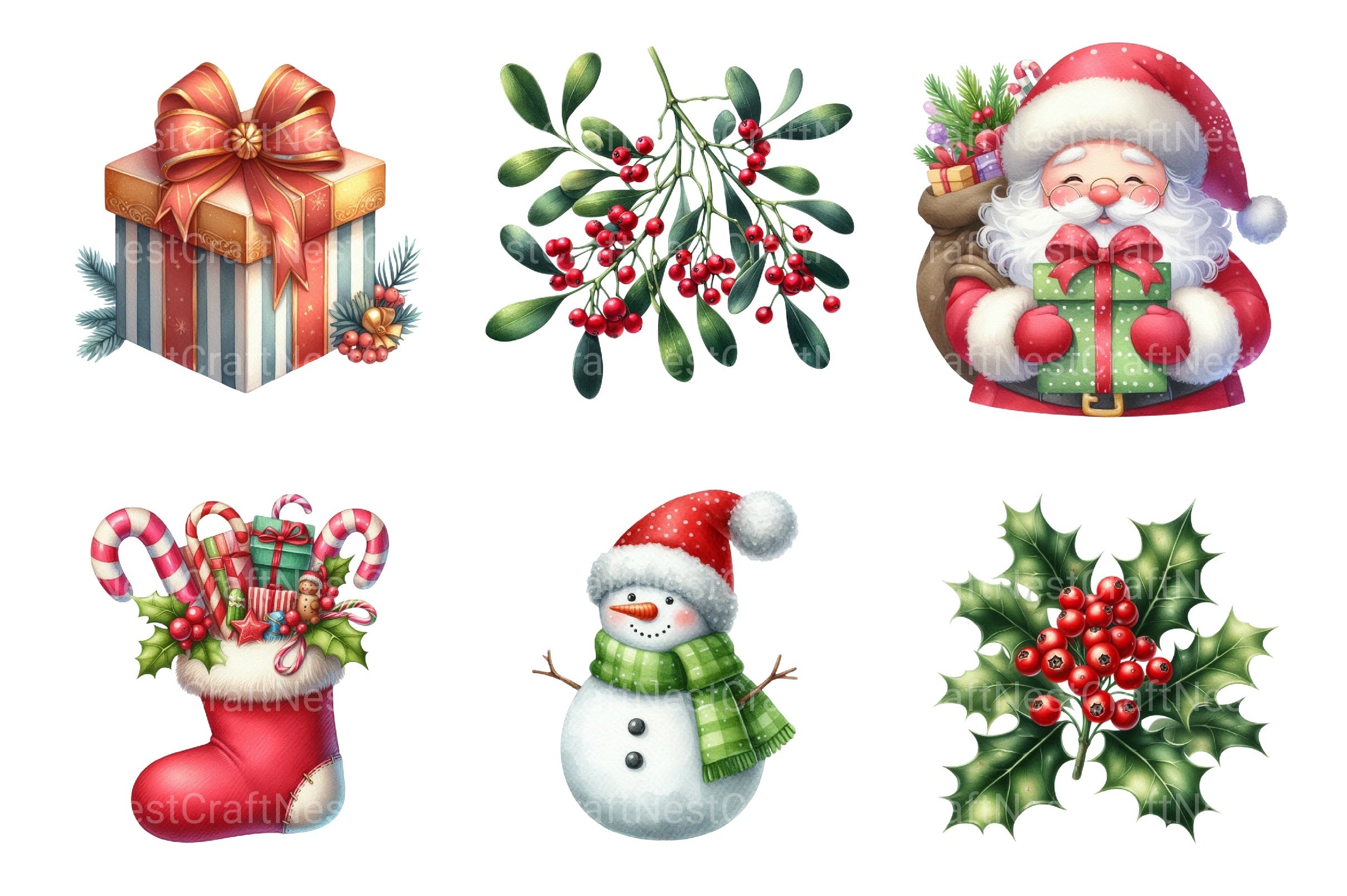 Christmas Clipart Bundle: Festive Holiday Designs - CraftNest - Digital Crafting and Art