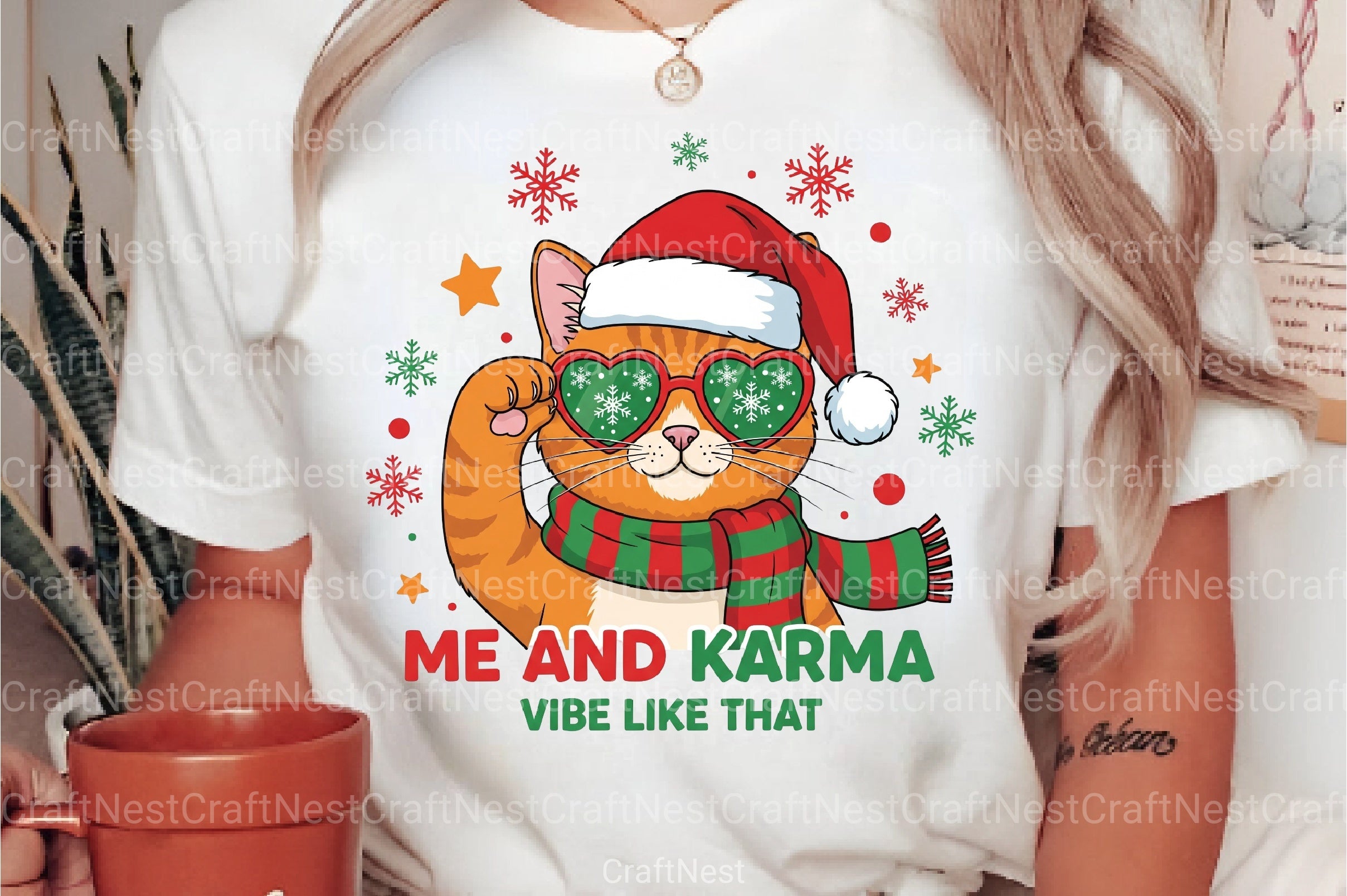Christmas Cat Karma Quote Clipart Bundle 1 - CraftNest - Digital Crafting and Art