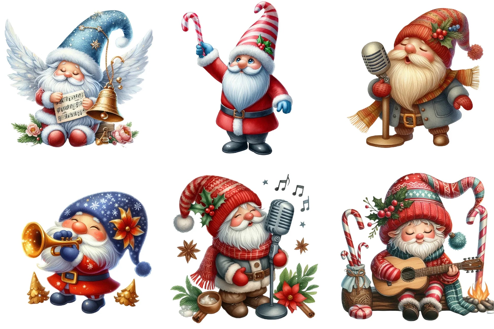 Christmas Gnome Musicians Clipart Bundle - CraftNest - Digital Crafting and Art