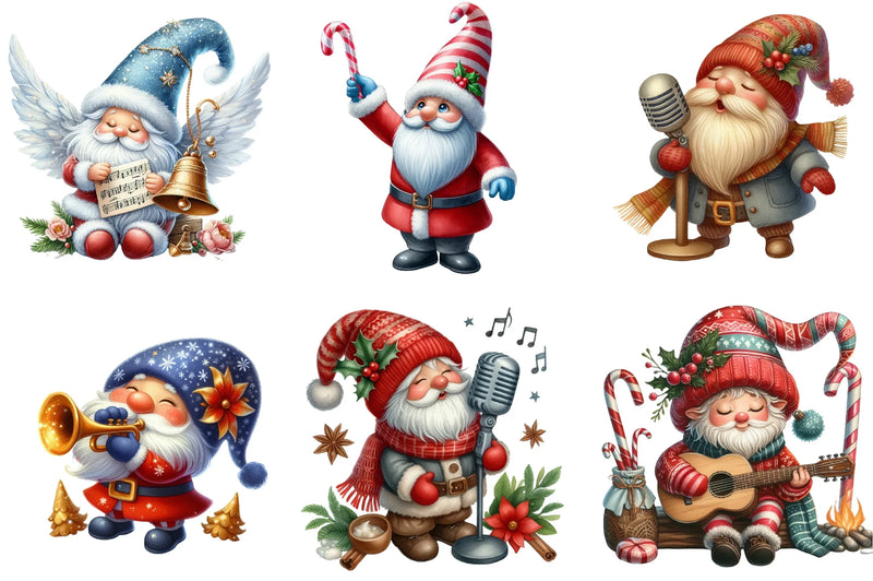 Christmas Gnome Musicians Clipart Bundle - CraftNest - Digital Crafting and Art