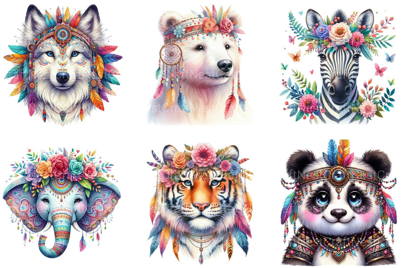 Boho Animal Portraits Clipart Bundle - CraftNest - Digital Crafting and Art