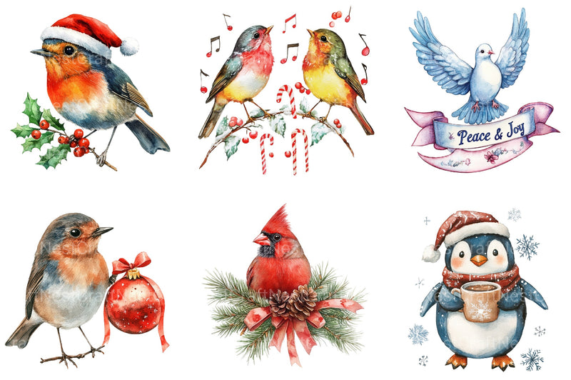 Christmas Bird Clipart Bundle - CraftNest - Digital Crafting and Art