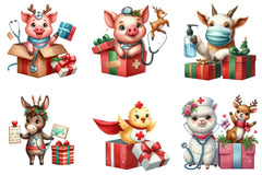 Cute Farm Animal Nurse Clipart Bundle - CraftNest - Digital Crafting and Art