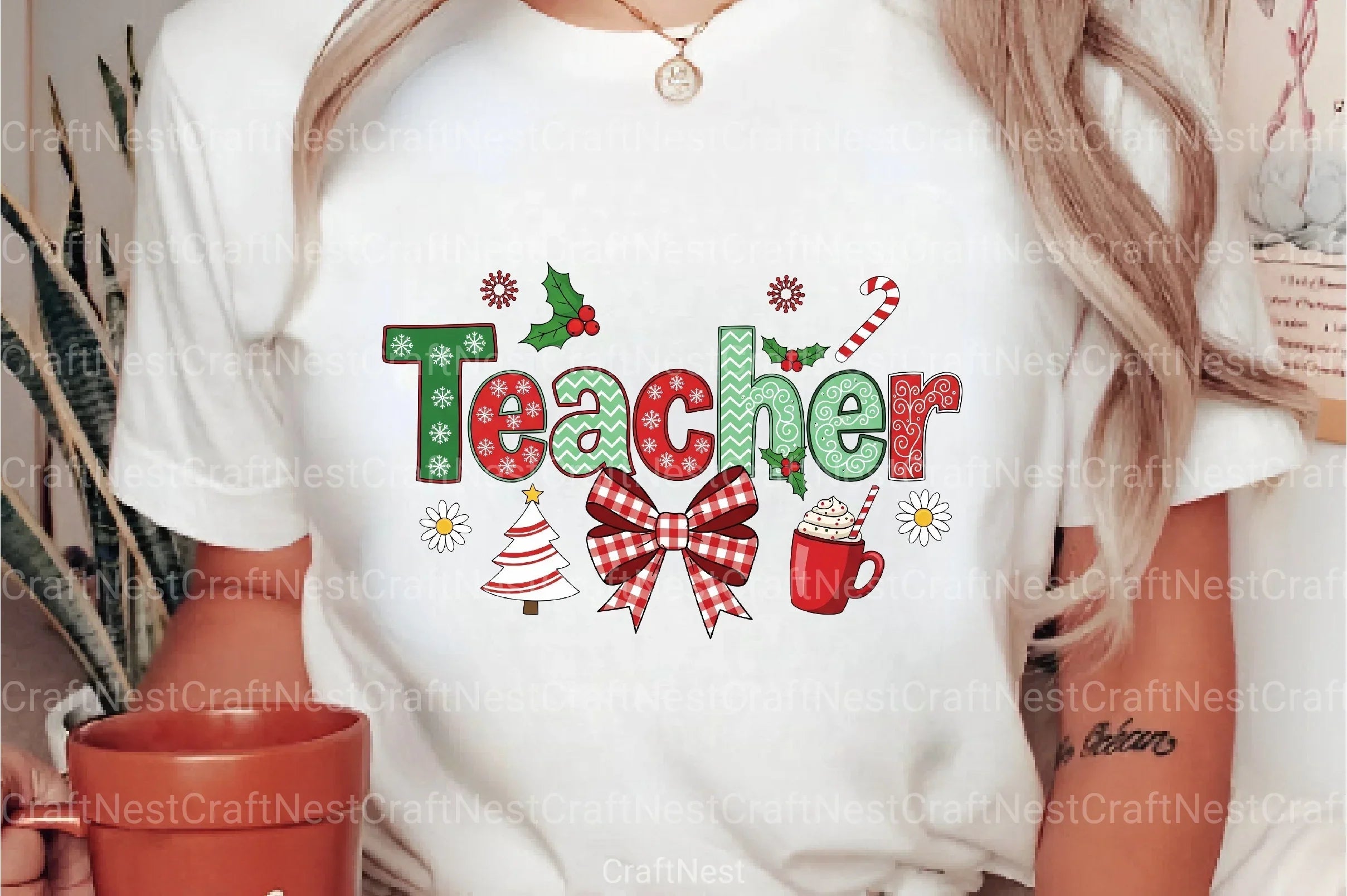 Coquette Teacher Christmas Clipart Bundle - CraftNest - Digital Crafting and Art