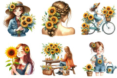 Sunflower Woman Clipart Bundle - CraftNest - Digital Crafting and Art