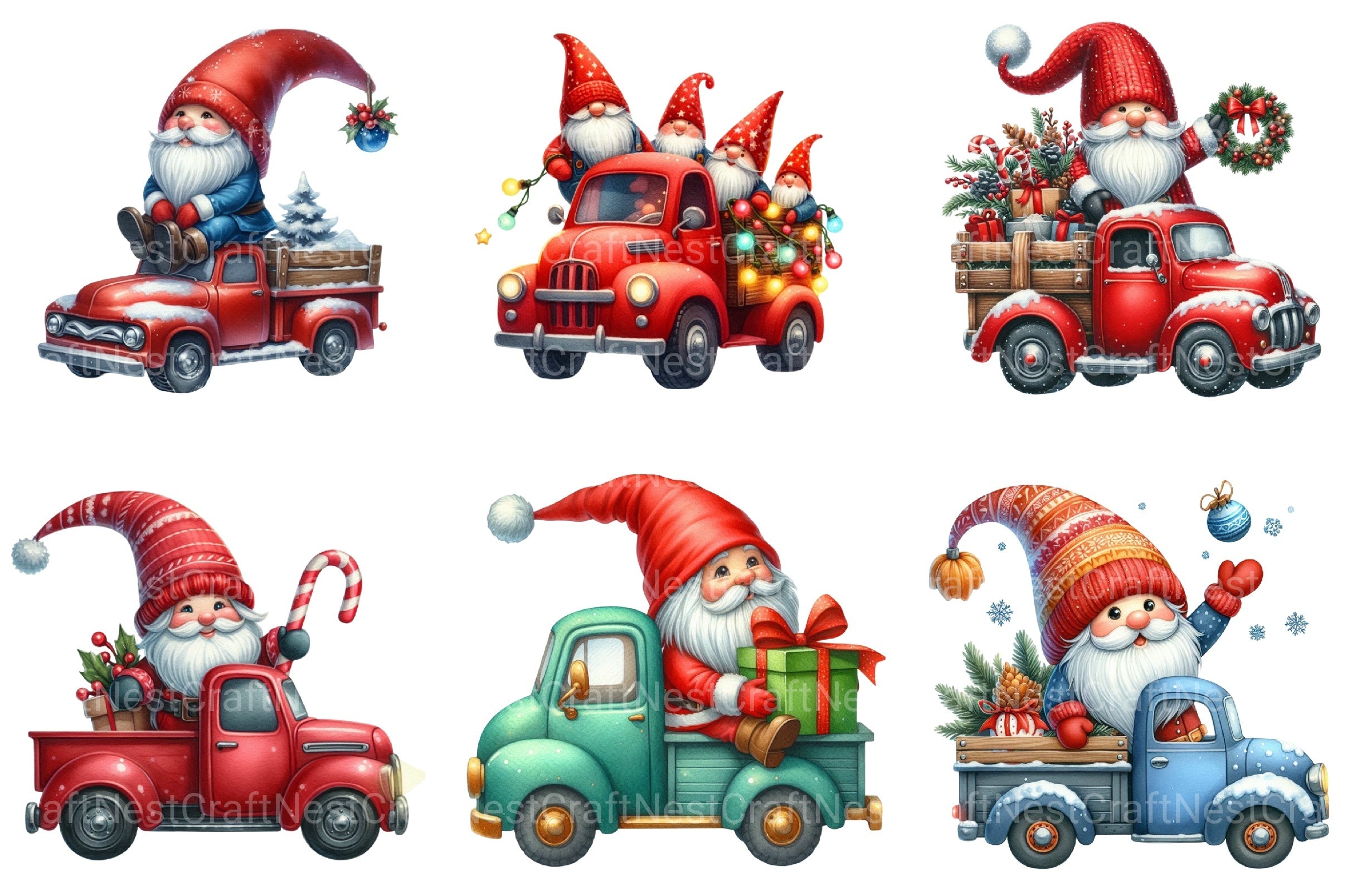 Christmas Gnome and Truck Clipart Bundle - CraftNest - Digital Crafting and Art