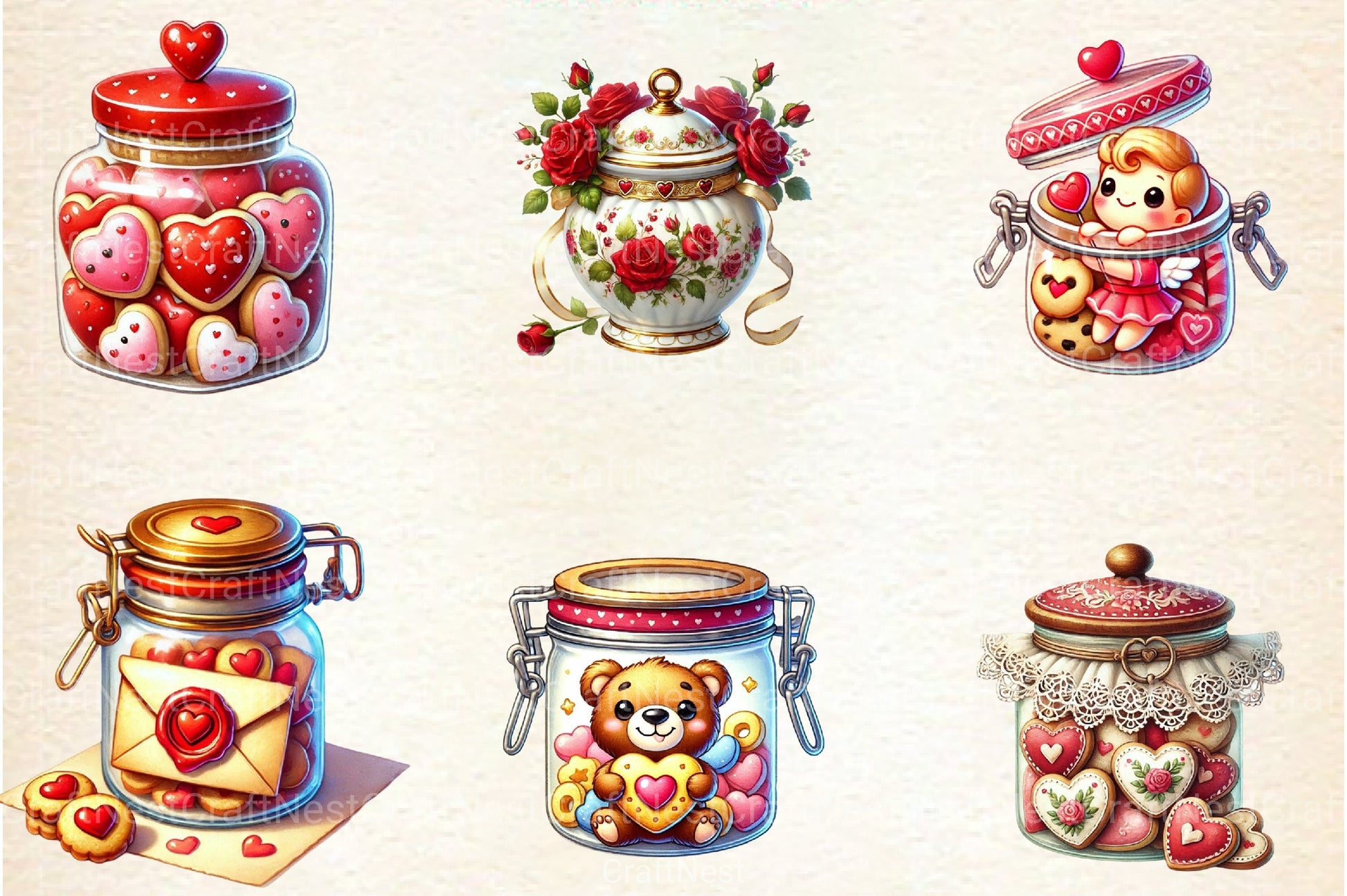 Valentine Cookie Jar Clipart Bundle - CraftNest - Digital Crafting and Art