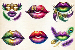 Mardi Gras Lips Clipart Bundle 8 - CraftNest - Digital Crafting and Art