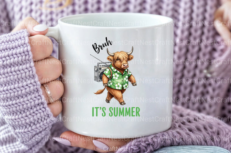 Summer Highland Cow Clipart Bundle 9 - CraftNest - Digital Crafting and Art