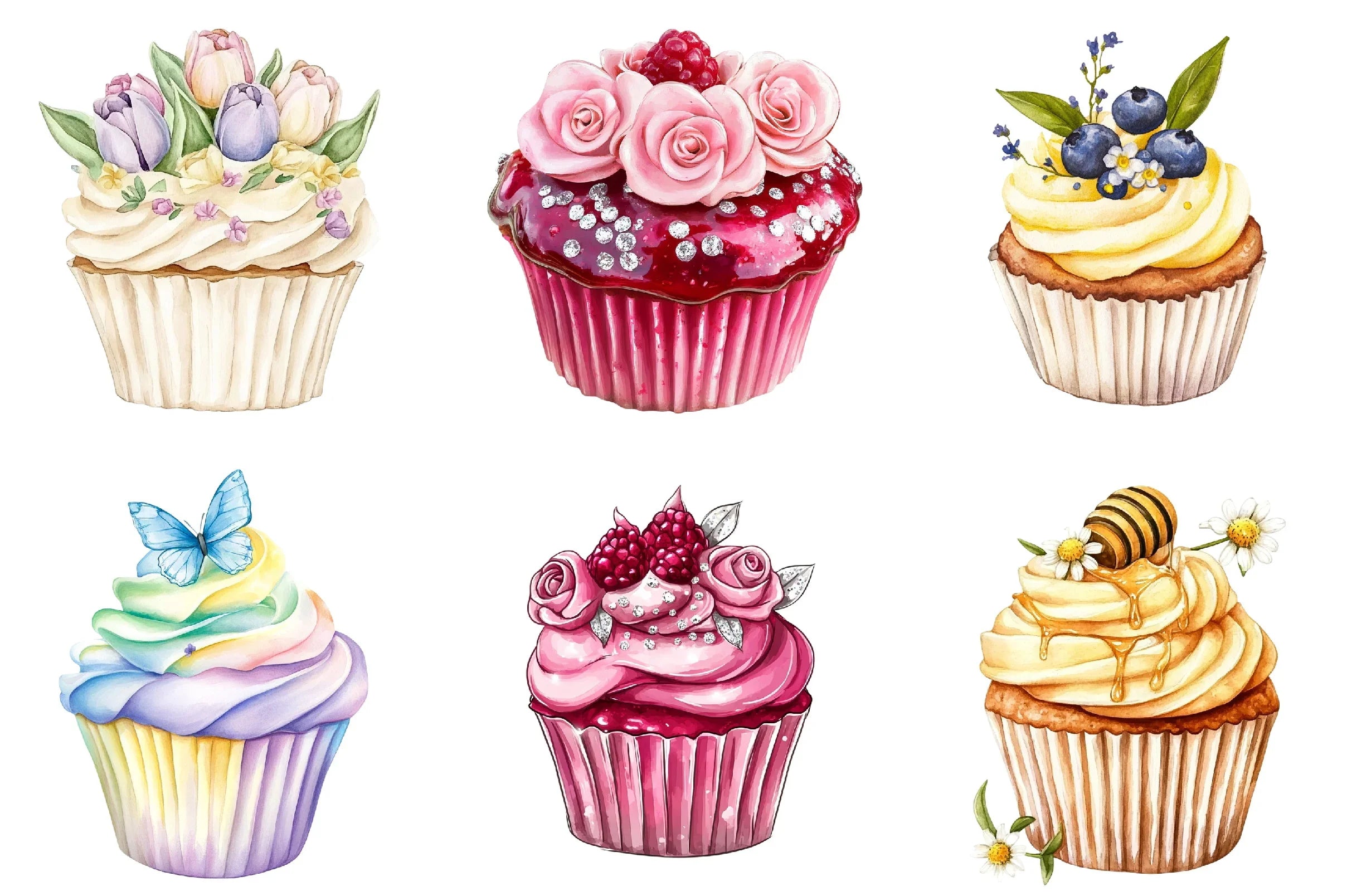 Floral Cupcake Clipart Bundle - CraftNest - Digital Crafting and Art