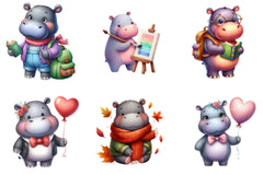 Cute Hippo Clipart Bundle - CraftNest - Digital Crafting and Art