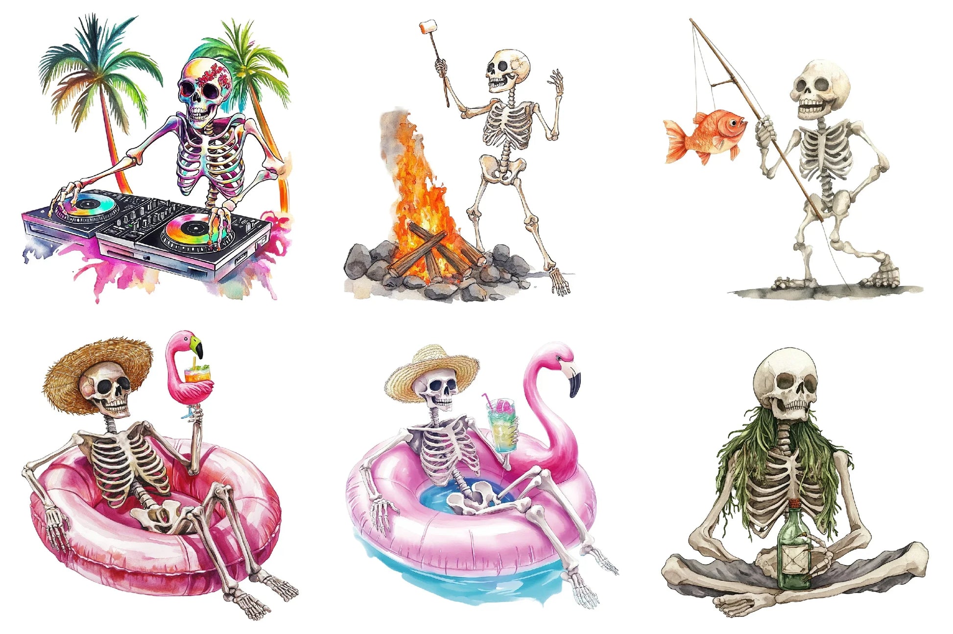 Spooky Summer Skeleton Clipart Bundle - CraftNest - Digital Crafting and Art