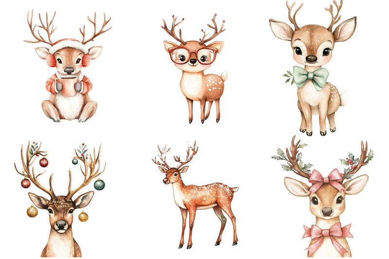 Funny Cute Christmas Reindeer Clipart Bundle - CraftNest - Digital Crafting and Art