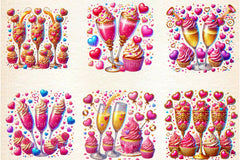 Valentine Wine and Cupcake Clipart Bundle - CraftNest - Digital Crafting and Art