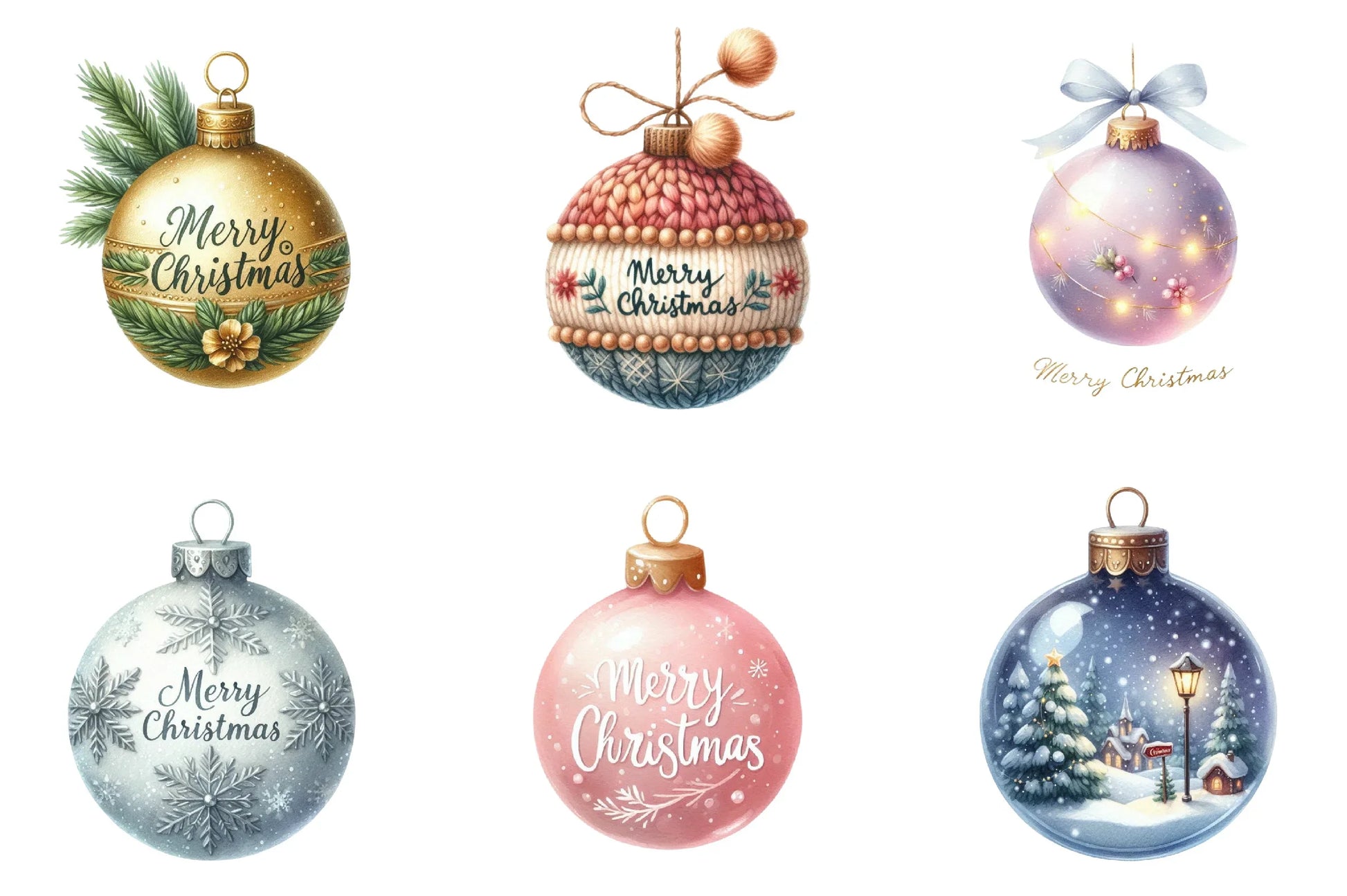 Merry Christmas Baubles Clipart Bundle - CraftNest - Digital Crafting and Art