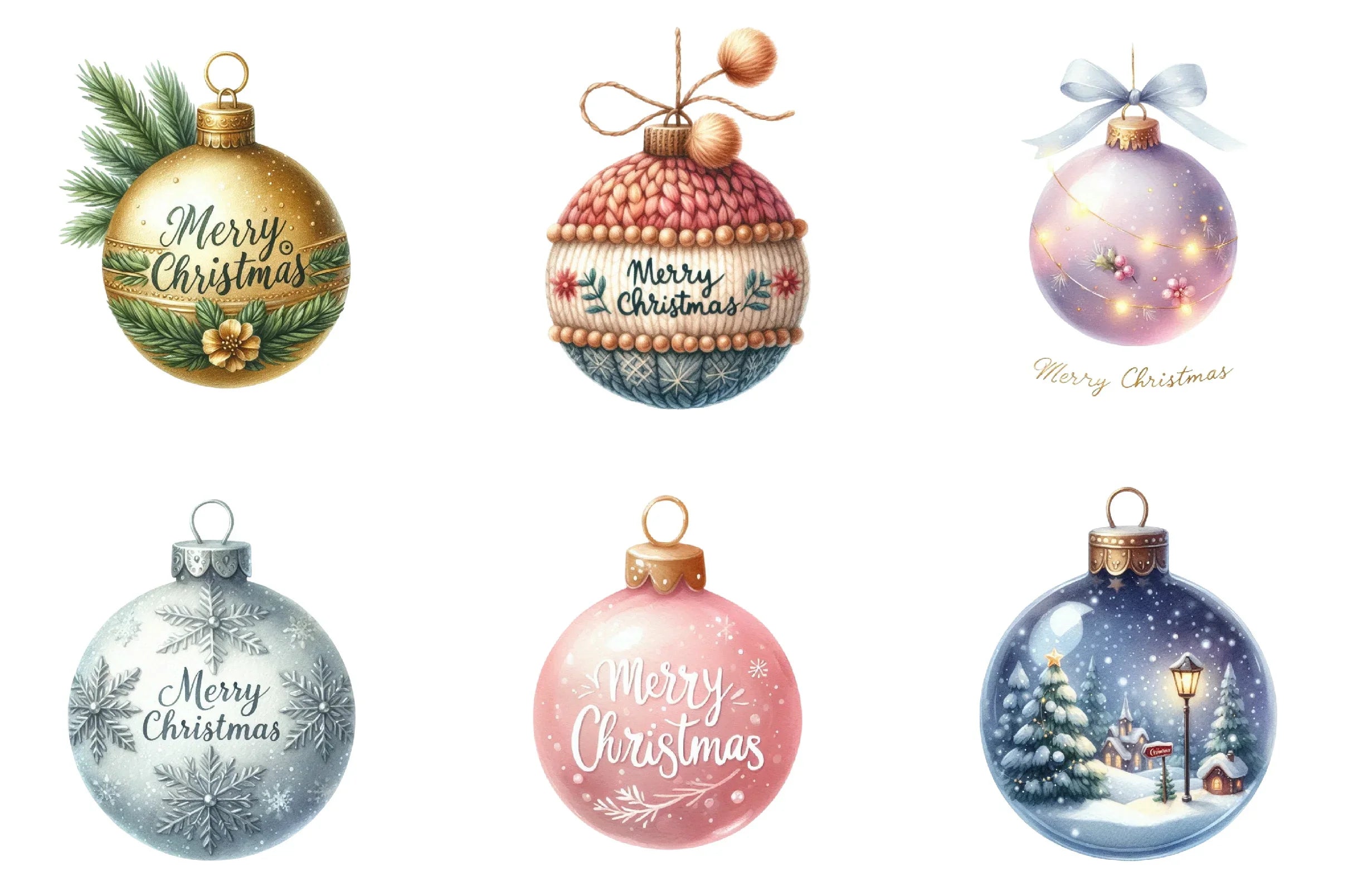 Merry Christmas Baubles Clipart Bundle - CraftNest - Digital Crafting and Art