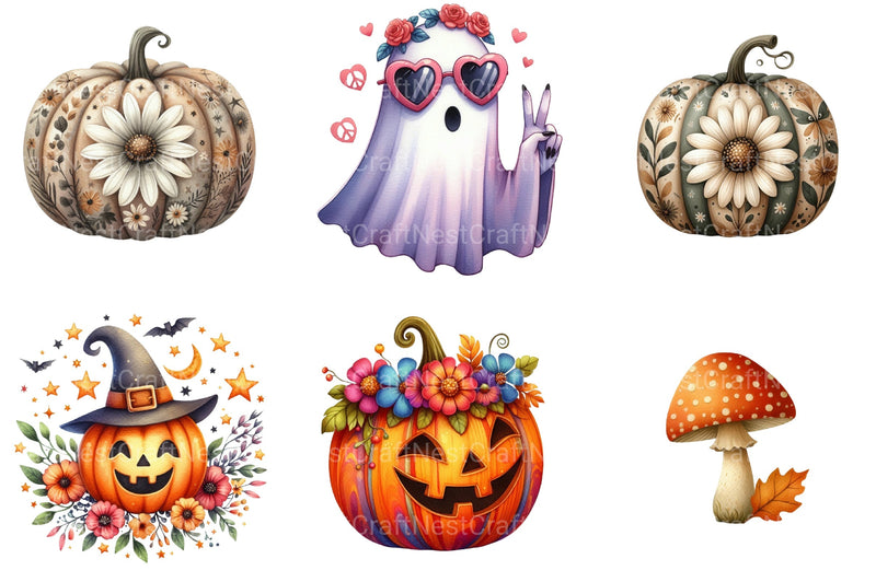Retro Fall Halloween Clipart Bundle 77 - CraftNest - Digital Crafting and Art
