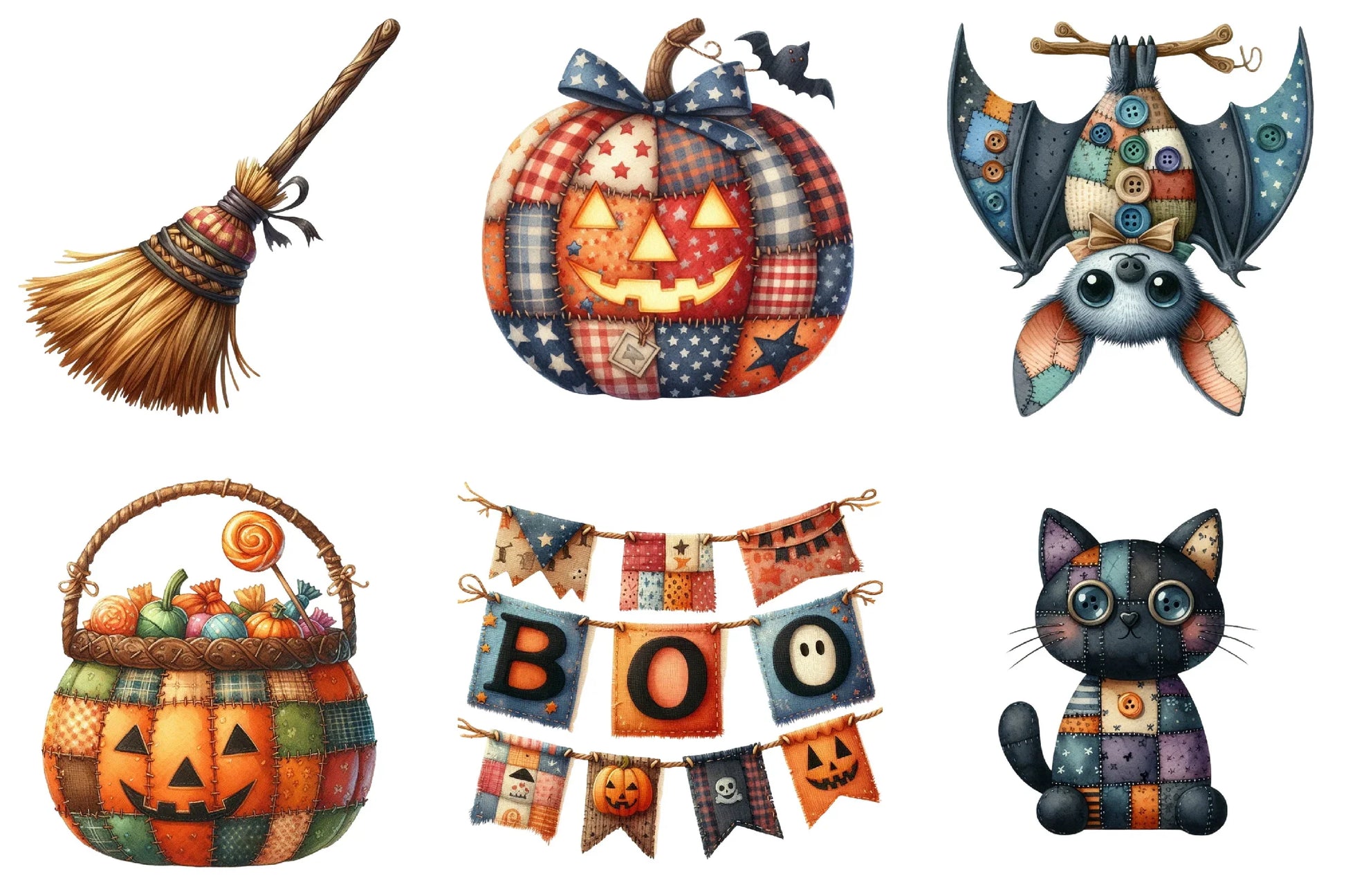 Patchwork Halloween Clipart Bundle - CraftNest - Digital Crafting and Art