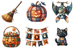 Patchwork Halloween Clipart Bundle - CraftNest - Digital Crafting and Art