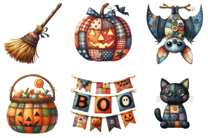 Patchwork Halloween Clipart Bundle - CraftNest - Digital Crafting and Art