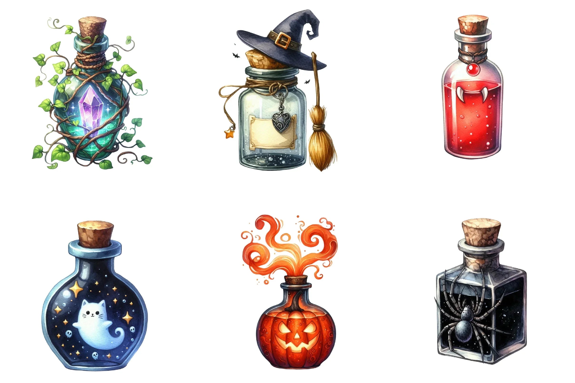 Halloween Potion Bottle Clipart Bundle - CraftNest - Digital Crafting and Art