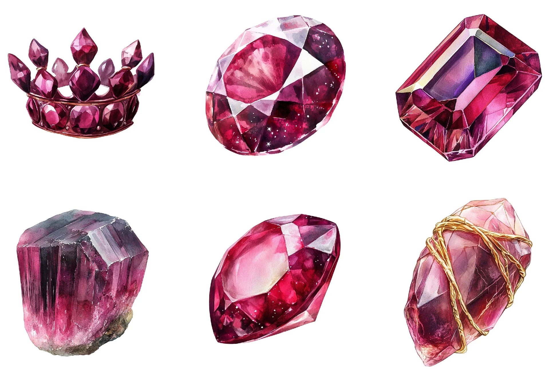 Burgundy Crystal and Gem Clipart Bundle - CraftNest - Digital Crafting and Art