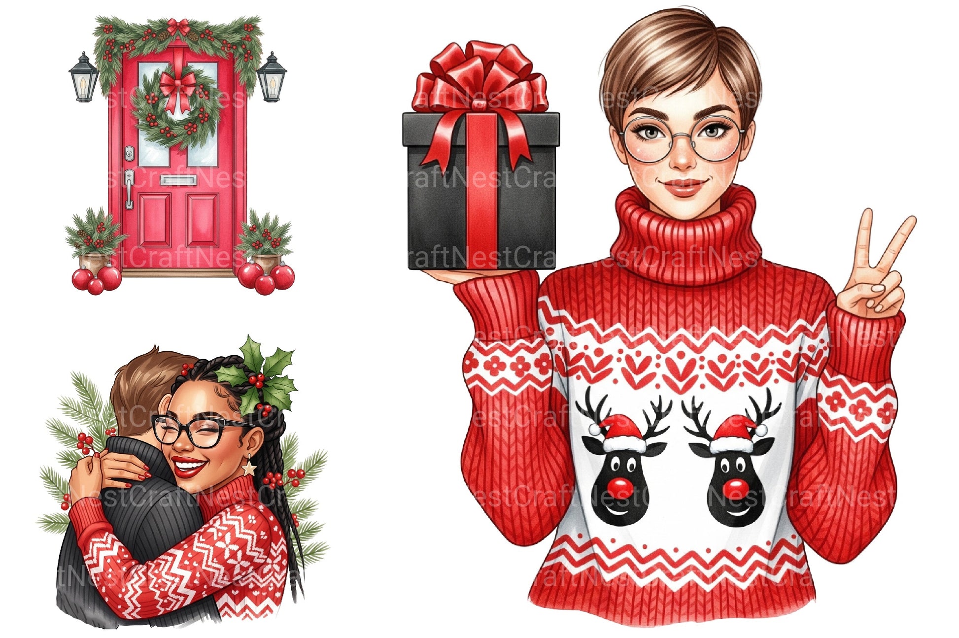 Cozy Family Christmas Clipart Bundle - CraftNest - Digital Crafting and Art