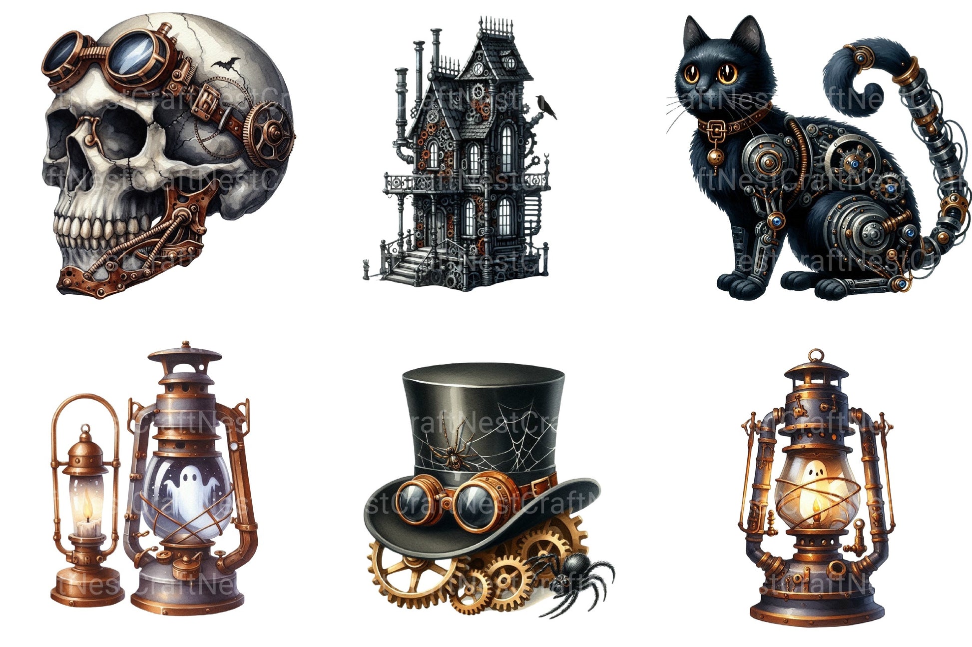 Steampunk Halloween Clipart Bundle - CraftNest - Digital Crafting and Art