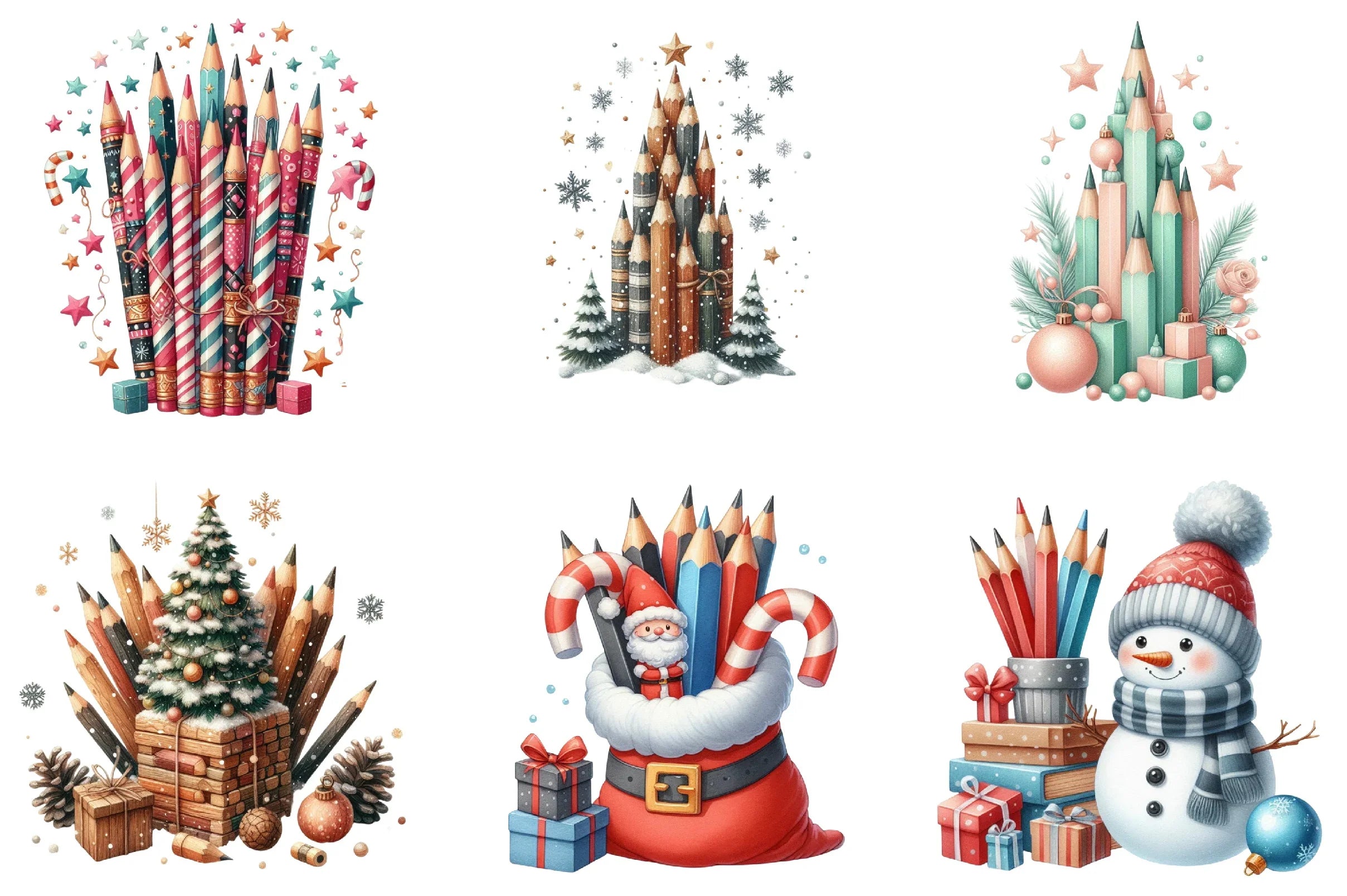 Christmas Pencil Tower Clipart Bundle - CraftNest - Digital Crafting and Art