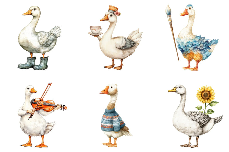 Quirky Christmas Goose Clipart Bundle - CraftNest - Digital Crafting and Art