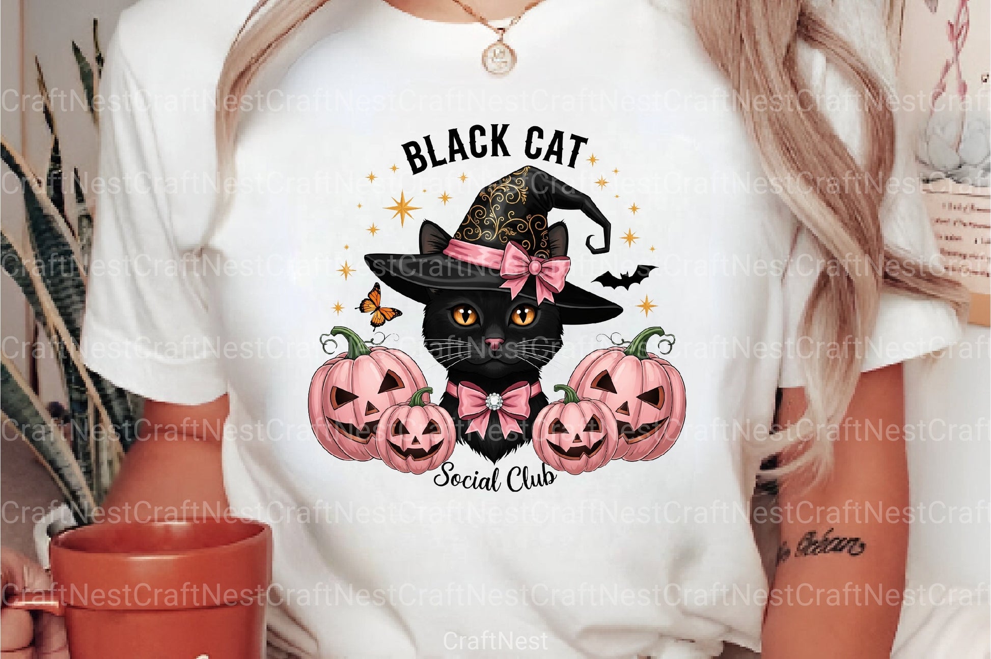 Pink Halloween Cute Black Cat Sticker Bundle - CraftNest - Digital Crafting and Art