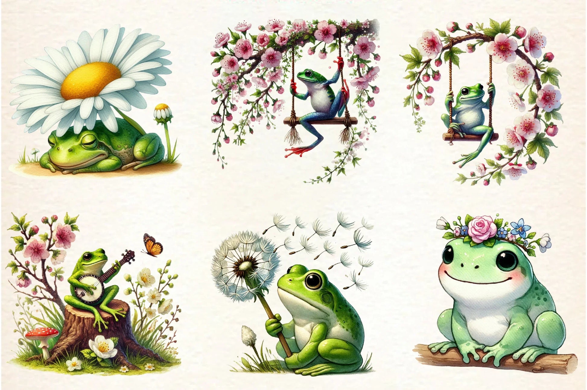 Cute Frog Spring Clipart Bundle - CraftNest - Digital Crafting and Art
