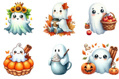 Autumn Spice Halloween Ghost Clipart Bundle - CraftNest - Digital Crafting and Art