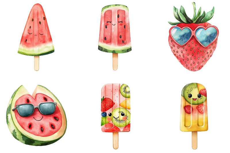 Summer Cute Fruits & Foods Clipart Bundle - CraftNest - Digital Crafting and Art