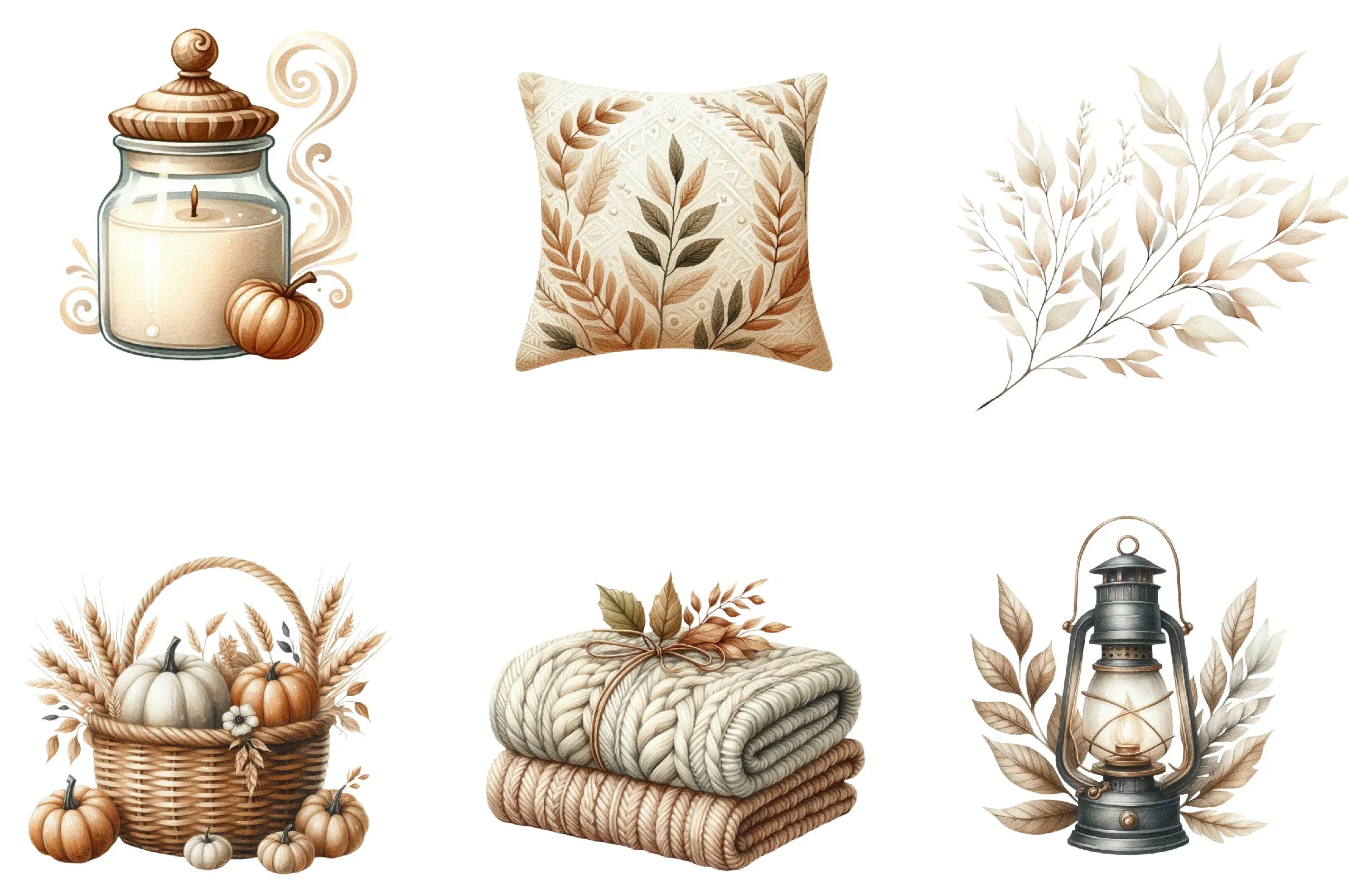 Neutral Autumn Clipart Bundle - CraftNest - Digital Crafting and Art