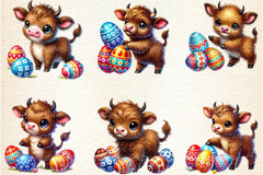 Easter Highland Cow Clipart Bundle 1 - CraftNest - Digital Crafting and Art