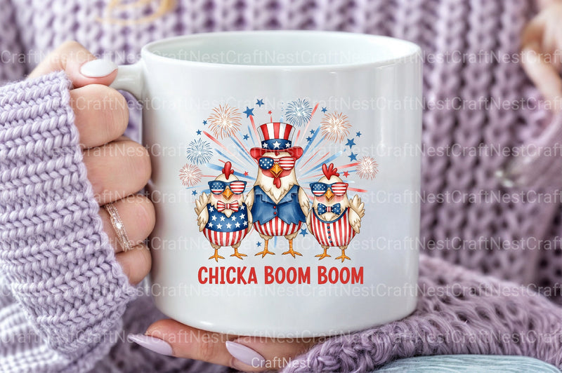 Patriotic Chicken USA 4th of July Clipart Bundle 1 - CraftNest - Digital Crafting and Art