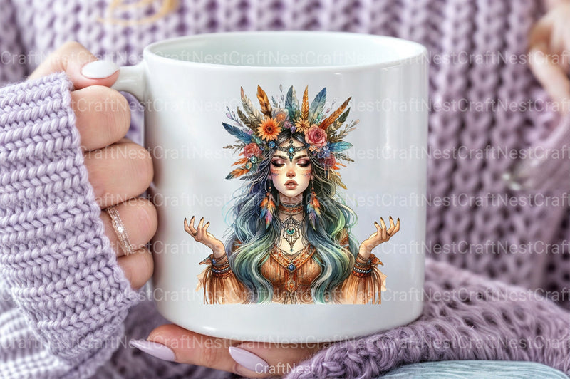 Tribal Boho Girl Clipart Bundle 5 - CraftNest - Digital Crafting and Art