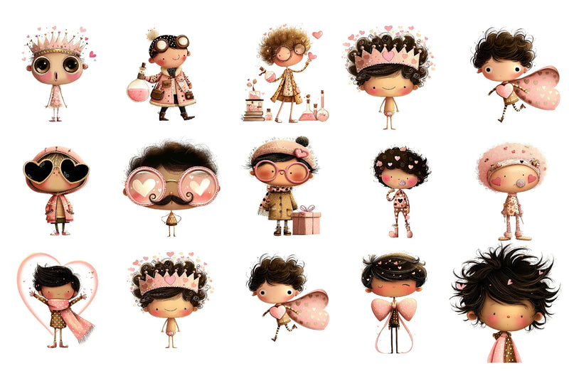 Quirky Valentine Boy Portrait Clipart Bundle - CraftNest - Digital Crafting and Art