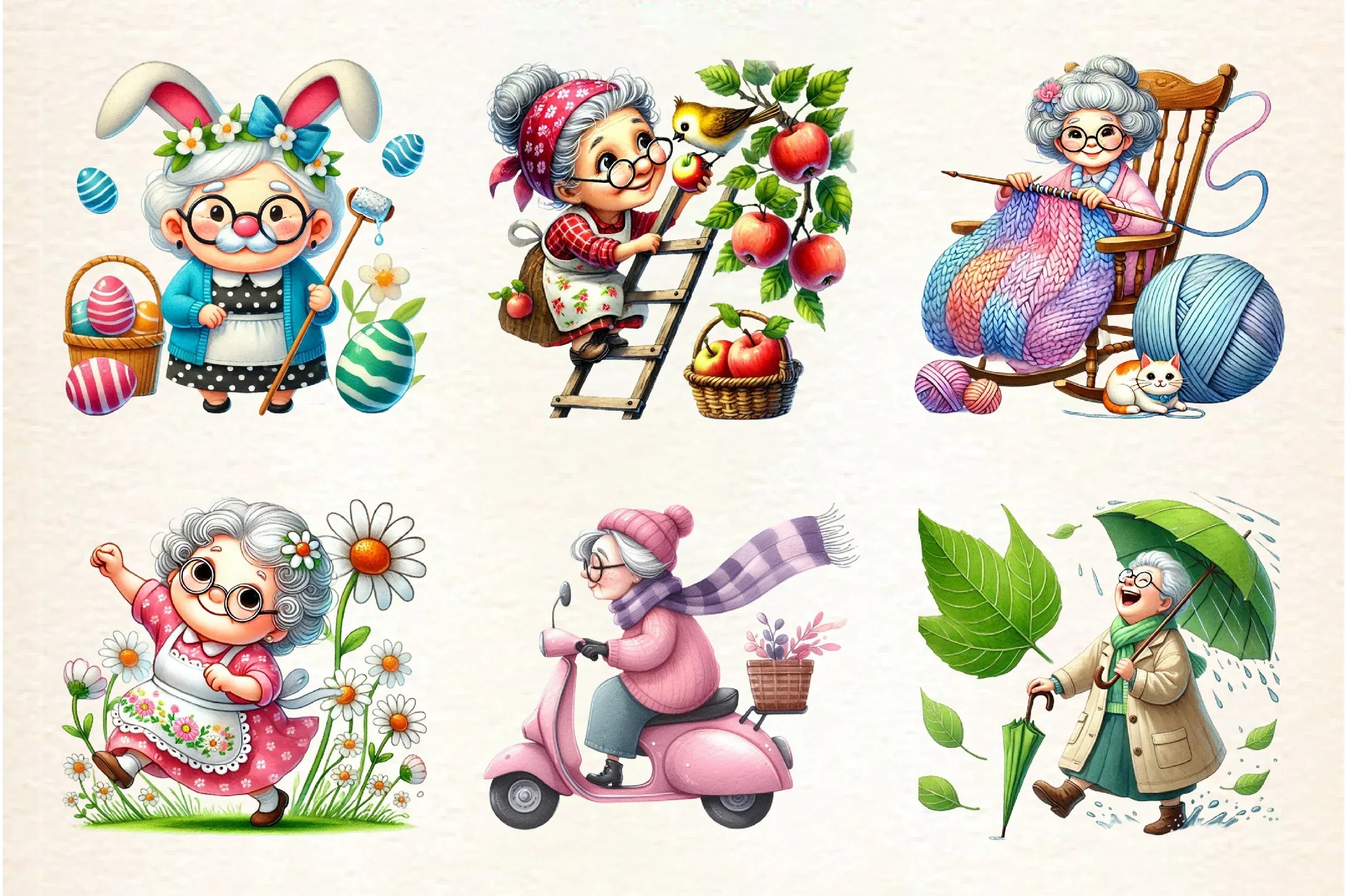 Spring Funny Grandma Clipart Bundle - CraftNest - Digital Crafting and Art