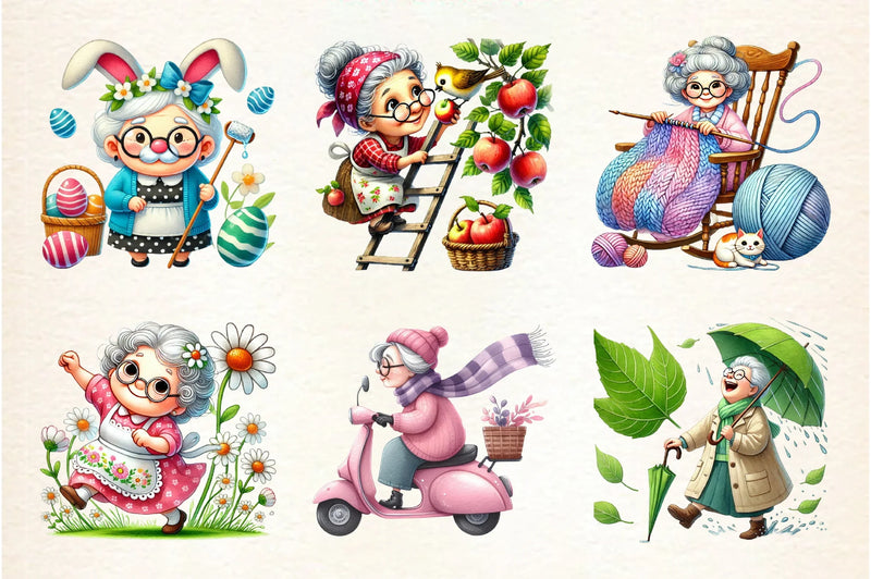 Spring Funny Grandma Clipart Bundle - CraftNest - Digital Crafting and Art